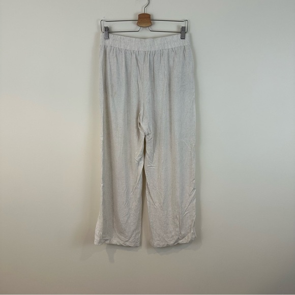 Sienna Sky Cream Textured Linen Blend Pants Tie Waist Boho Beach Size Large - Picture 4 of 5